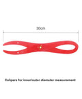 Top Shelf 12 Inch Bend Leg Plastic Caliper For Clay Pottery measuring inner and outer diameter, red and 30 cm long.