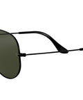 Classic Aviator Sunglasses For Men And Women Black Frame With G-15 Green Lenses 58 mm Eye Size Timeless Pilot Style For Driving Travel