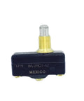 Heavy Duty Spdt Panel Mount Switch Built To Last Features A Rock Solid High Overtravel Plunger And No Fuss Screw Install For Your 20 Amp Projects Ba2Rq1A2 viewed from the front with metallic plunger.