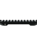 Grimlock Picatinny Rail Mount for Mossberg shotguns, black, side view of beefed-up optic rail accessory.