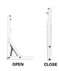 Two Pieces Adjustable Wall Mounted Triangle Folding Bracket Set For Shelves And Benches Heavy Duty Silver showing open and closed positions