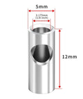 Front view of steel pinion gear adapter sleeve, 3.175mm to 5mm, 12mm long for RC motors