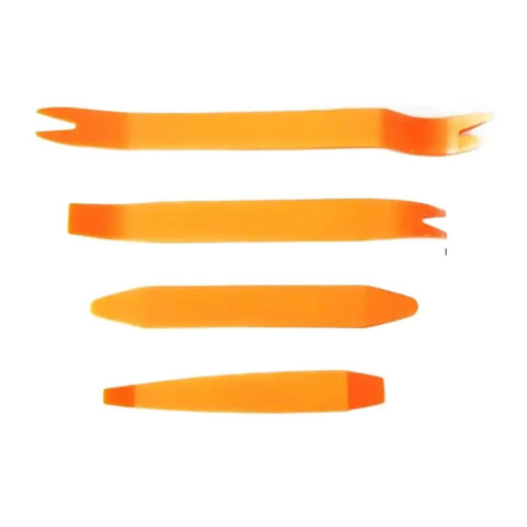Four Piece Car Door Clip And Trim Panel Removal Tool Kit For Interior Trim Dashboard Repair And DVD Stereo Refits On Most Vehicles Universal Multi Vehicle Set For Quick Disassembly, orange plastic set