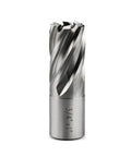 No Nonsense HSS Annular Cutter 3/4 Inch Cut Dia With 3/4 Weldon Shank 1 Inch Depth shown from the side, highlighting its precision blade design.