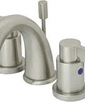 NuvoFusion Gooseneck Lavatory Faucet With 3-3/4 Inch Spout Reach, Mini Widespread 8 To 16 Inch Centers, Brushed Nickel Finish