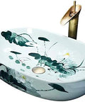 Super Chic Oval Above Counter Bathroom Vanity Vessel Sink Premium Porcelain Ceramic Washbasin with floral design, 57x39 cm, modern style.