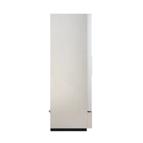 Rock Solid Heavy Duty 25 Inch Single Door Stainless Steel Commercial Freezer 11 Cubic Foot Reach In Unit side view showing sleek stainless finish.