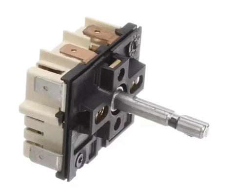 Genuine OEM Regulator Energy Replacement Part For Kitchen Ranges And Ovens, showing front angle of part with metal shaft