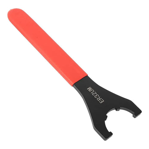 Heavy Duty Clamp Nut Wrench For ER32 Collet Chuck Fits CNC Lathe Shank Adapter Tool with red ergonomic handle.
