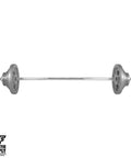 Adjustable Barbell and Dumbbell Weight Set With 1 Inch Threaded Chrome Knurled EZ Curl Or Straight Bar Handle For Home Gym Gainz Strength Training 105 Lb Total Includes 72 Inch Bar Plates And Star Lock Collars Gray