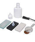 Geology Starter Mineral ID Kit 7 Piece Set With Streak Plates, Glass Plate, Dropper Bottle, Magnet, Nail, And Hand Lens