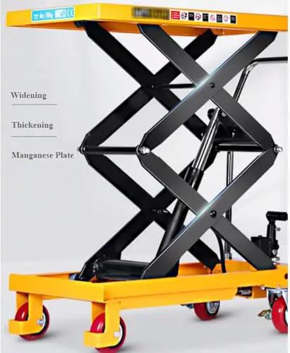 Premium Grade Badass Heavy Duty Manual Hydraulic Scissor Lift Table Cart featuring smooth elevation platform and reinforced alloy steel frame.
