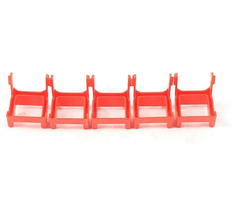 Red section of Spray Bottle Wall Mount Rack For Auto Detailing And Shop Use, Heavy Duty Steel Rail Shelf Organizer.