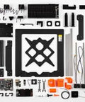 Components of MK4S 3D Printer Kit With Automatic Calibration And Removable Sheets, Beginner-Friendly DIY Setup, laid out neatly.
