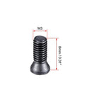 Badass M3x8mm Torx Screws Flat Head Countersunk Machine Hardware T8 Drive 12.9 Grade Heavy Duty Carbon Steel Ripper Fit For CNC Lathe Tool Carbide Insert Holder Precision Machinist Parts 10 Pack close-up showing dimensions and thread details.