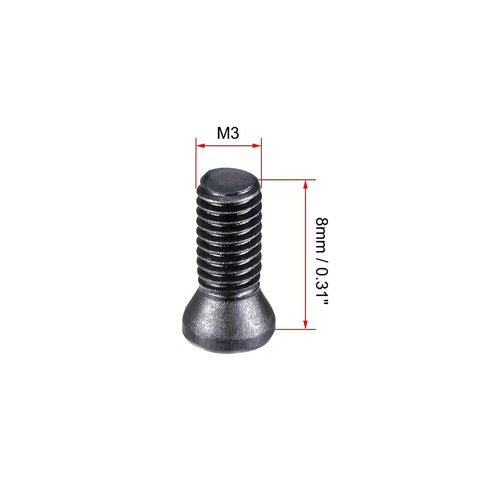 Badass M3x8mm Torx Screws Flat Head Countersunk Machine Hardware T8 Drive 12.9 Grade Heavy Duty Carbon Steel Ripper Fit For CNC Lathe Tool Carbide Insert Holder Precision Machinist Parts 10 Pack close-up showing dimensions and thread details.