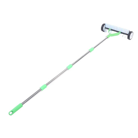 Beefy Heavy Duty Lawn Thatching Rake With Roller Design For Effortless Dead Grass Removal And Soil Loosening 15 Inch Wide Rake