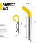Three Pack Trailer Hitch Pins And Clips With Rubber Coated Yellow Grips Five Eighths Inch Pin Diameter Fits Two Inch Receiver