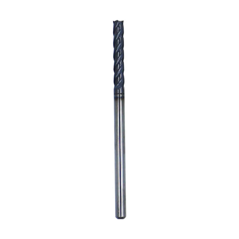 1/8 in solid carbide long end mill, 4-flute, 30-degree helix, side view