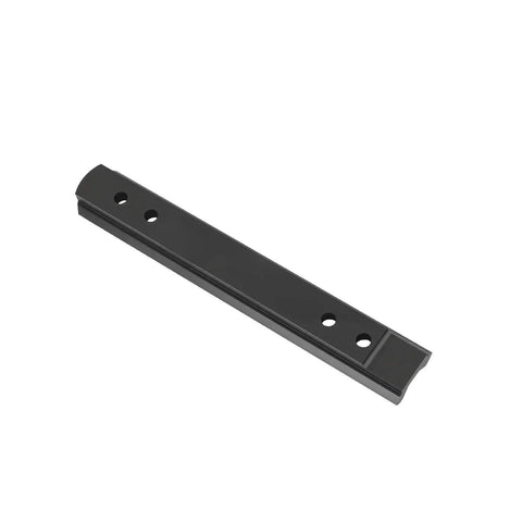 Precision CNC Machined Picatinny Rail Scope Mount for Lever Action Rifles, black aluminum metal, with mounting holes visible.