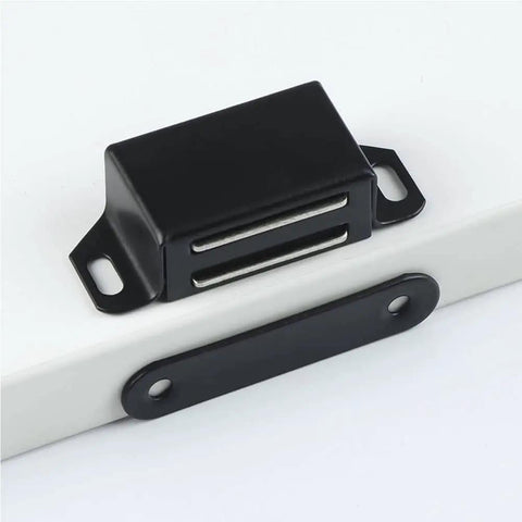 Heavy Duty Magnetic Door Catch Kit For Cabinets Closets And Furniture Doors, 20 Lb Strong Magnets, Stainless Steel Black Finish