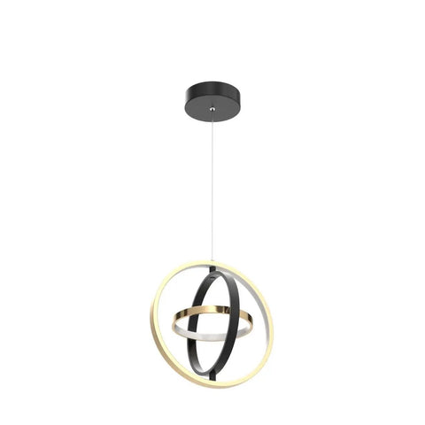Modern LED Chandelier With Adjustable Lit Three Ring Round Design In Black And Gold 3000K Warm White Light For Dining Room Kitchen Island Hallway And Bedroom Large 19.7 Inch Wide depicting the adjustable three-ring structure.