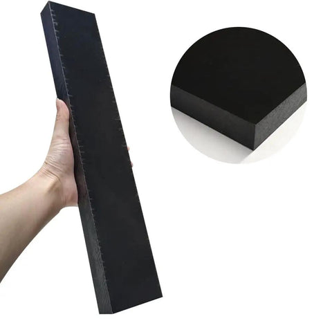Durable HDPE Tapping Block For Machining And DIY Projects 1 Inch By 3 Inch By 16 Inch Black Garage Ready Workbench Favorite Built To Last In The Shop Corrosion Resistant For Acid Alkali Salt Solutions, black HDPE block held by hand