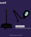 6 Wheel Rolling Floor Stand For LED Desk Lamps And Magnifying Lamps With Clamp Portable Base On Casters Black