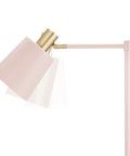 60 Inch Rose Floor Lamp With Gold Accents In Line Foot Switch Pink Contemporary Industrial Design Dope Statement Piece For Living Room Or Bedroom Modern Luxury Lighting, close-up of pink and gold tilting lamp head