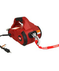 Heavy-Duty 120V AC Electric Winch With 1000 Lb Capacity For Vehicle Recovery, No-Load Line Speed Of 13.8 Fpm, Built Tough For Real-World Rugged Jobs, Easy To Use And Durable Winch That Replaces Outdated Come-Alongs, red electric winch with hook and power cord
