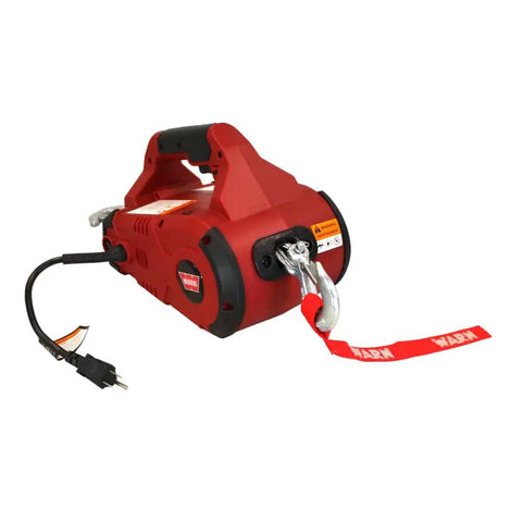 Heavy-Duty 120V AC Electric Winch With 1000 Lb Capacity For Vehicle Recovery, No-Load Line Speed Of 13.8 Fpm, Built Tough For Real-World Rugged Jobs, Easy To Use And Durable Winch That Replaces Outdated Come-Alongs, red electric winch with hook and power cord