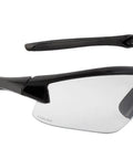 Acadia Shooting Glasses With Anti Fog Coating Clear Lenses Sporty Lightweight, side view of black frame and clear lenses