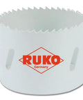 73 mm Hole Saw Kit With High Speed Steel Teeth For Quick Clean Cuts In Wood Plastic And Thin Metal Includes Durable Mandrel Built To Last Great For DIY Or Pro Jobs Works Smooth And Makes Neat Holes Every Time, showing white hole saw with logo