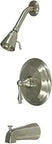 Restoration Tub And Shower Faucet With Metal Lever Handle In Brushed Nickel, Wall Mount, Easy Install, Pressure Balanced, Washerless Cartridge