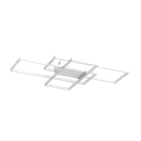 Sleek Dope Three Rectangle Acrylic Chandeliers With Dimmable Remote Flush Mount Ceiling Light Fixtures For Living Room Dining Room Kitchen Bedroom And Hotel Lobby Decor Modern Contemporary Fixture side view