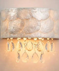 LumFurn BD-012S Wall Sconces with capiz shell shade and crystal droplets for elegant coastal decor.