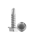 Built Tough 410 Stainless Steel Self Drilling Screws Featuring Hex Washer Head, Number 14 By One And One Quarter Inch, Fifty Pack