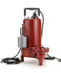 Rock Solid Submersible Sewage Pump 3/4 Horsepower 2 Inch Discharge with cord, red stainless steel design for basement drainage.