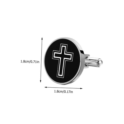 Cross Cufflinks For Men Black Titanium Steel Dress Shirt Fasteners Decorative Accessories That Give You A Sharp Boss Vibe For Business Or Wedding Occasions 1 Pair, 1.8cm size