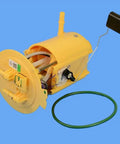 Pro Grade Electric Fuel Pump For Dodge Ram Pickup And Jeep Cherokee Direct Bolt On Oem Replacement, yellow housing with green seal.