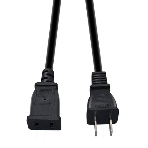 Short And Handy USA Outlet Saver Power Extension Cord 125V 10A 2 Prong 2 Outlets NEMA 5 15P To NEMA 5 15R, front view