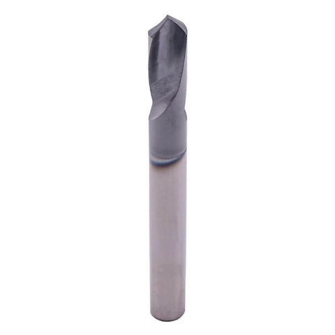 Solid carbide spotting drill, 1/4 in shank, AlTiN coating, 2-flute, 90° tip