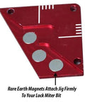 Lock Miter Master Jig For Three Eighths Inch To Three Quarters Inch Stock, CNC Machined Steel Body, with Rare Earth Magnets