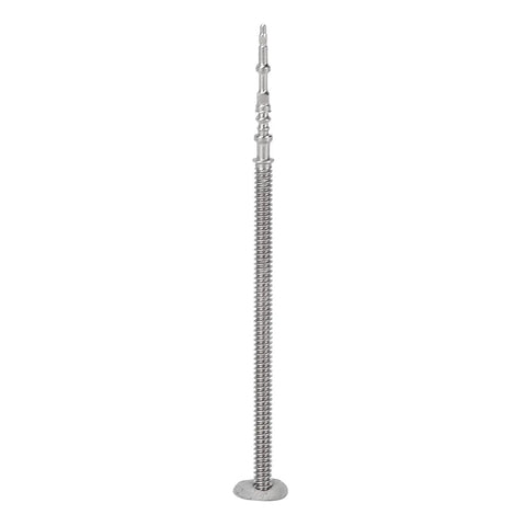 Tall metal screw with threaded design and flat base, part of VJ42 Automatic Watch Movement With Date Function, Compact Replacement Caliber.