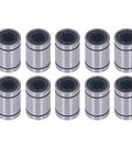Ten Piece Set Of Alloy Steel Linear Motion Bearings And Bushings For Low Friction High Precision Smooth Operation In CNC Machines And 3D Printers