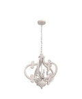 Farmhouse 5 Light French Country Wood Chandelier For Dining Room And Kitchen Island, Rustic White Pendant Light Fixture hanging