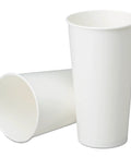 Two Disposable 21 Oz Paper Cups For Cold Beverages With Moisture Resistant Lining And Leak Proof White Rolled Rim Built For Quick Service