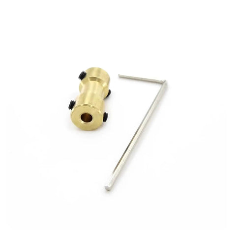 Copper Motor Shaft Coupler For RC Boats And Robots, 2.3mm To 2.3mm Fit, brass shaft connector with Allen key