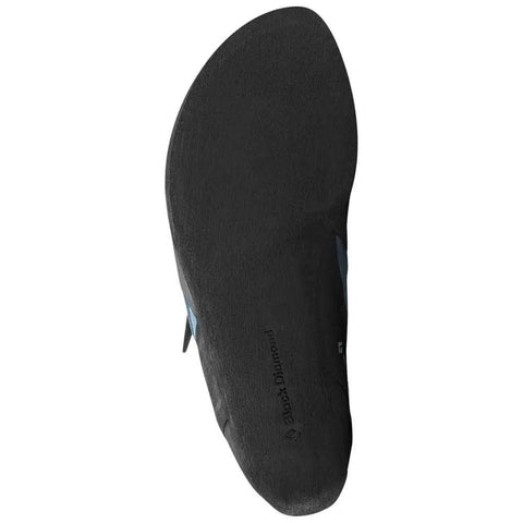 Sole view of Equipment Focus Women's Climbing Shoes Caspian 8 with grippy high friction rubber for technical vertical and overhung routes.