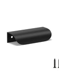 20 Pack 3 Inch Black Cabinet Pulls For Cabinets Edge Pulls And Finger Pulls Flat Drawer Handles For Kitchen Cabinets Heavy Duty Durable Build 1.5mm Thick Easy Quick Install With Phillips Screwdriver showing single handle with screws